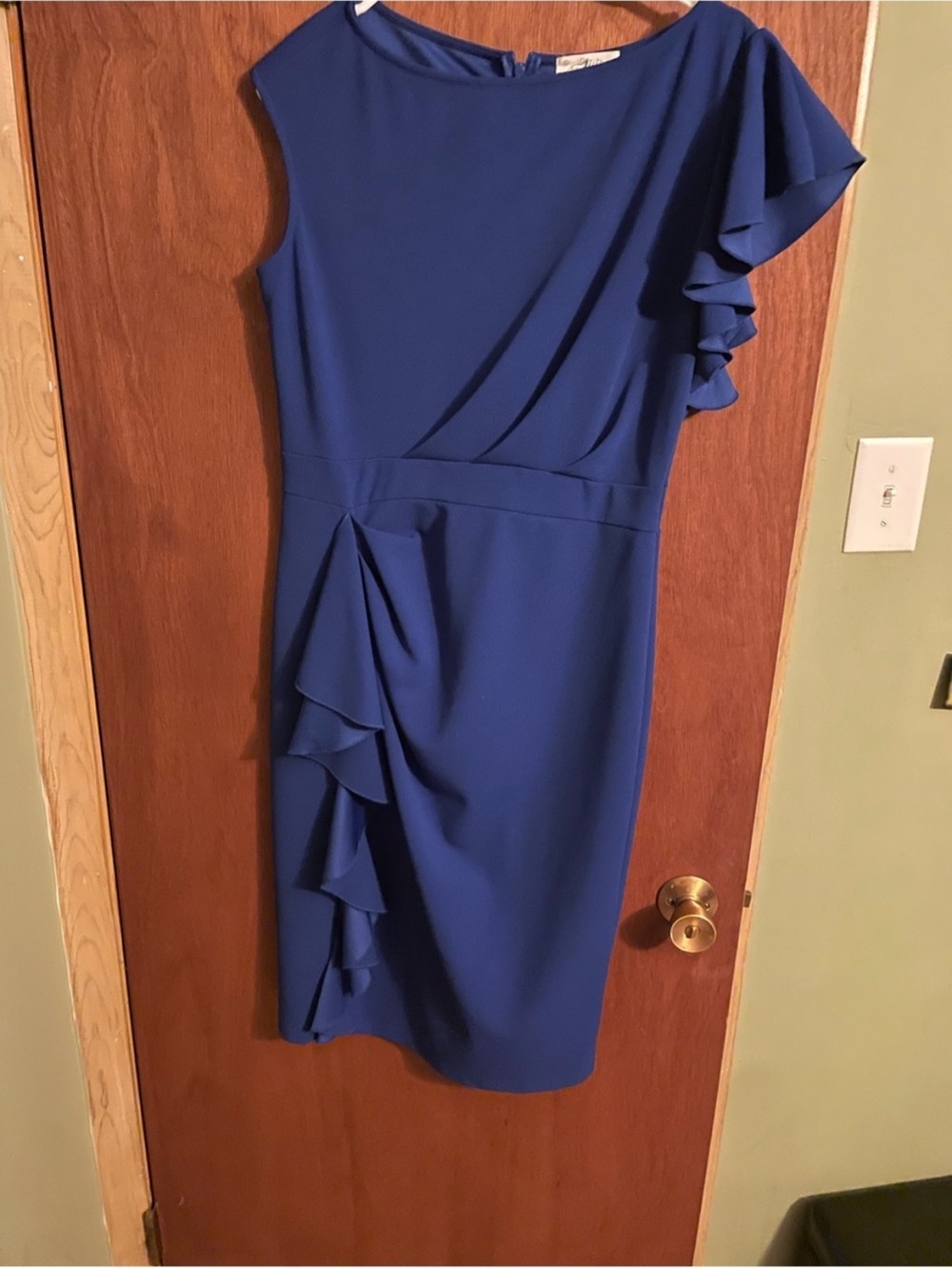 Elegant Royal Blue Ruffle Sheath Dress.  You will get compliments!